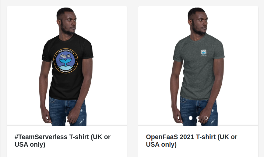 openfaas's tweet photo. Going to KubeCon next week? Order an @openfaas #teamserverless t-shirt today, to your hotel room and pick it up when you get there!

Orders to the US ship directly from the US.

#kubecon #swag #serverless #represent #opensource 
https://t.co/v92Cpwn2MM https://t.co/cpjwqWbbry