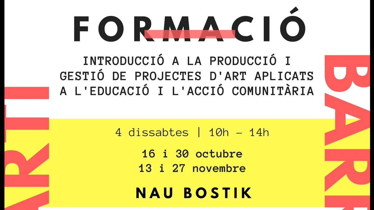 ❗Ja queda menys... I queden poques places! No et perdis la teva❗ No deixis passar aquesta formació parcialment subvencionada! Accessible i imprescindible x fer art comunitària. Amb el suport de @bcncultura, @fdnc_es,  @Naubostik. 
#ESAC| EcosistemesSaludables x ArtsComunitàries