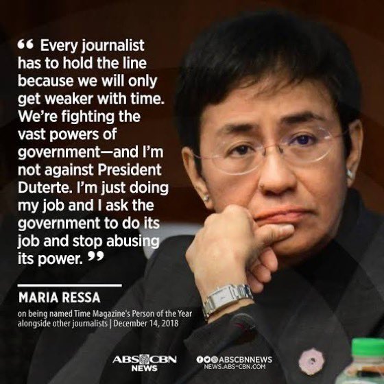 हमारे भारत देश के कुछ चाटुकार पत्रकारों को नोबल पुरस्कार विजेता Maria Ressa <a href="/mariaressa/">Maria Ressa</a> जैसे पत्रकार से सीखना चाहिए कि पत्रकारिता क्या होती है.??

किसी के दबाव मे #पत्रकारिता नहीं की जाती है..

#NobelPrize
#MariaRessa