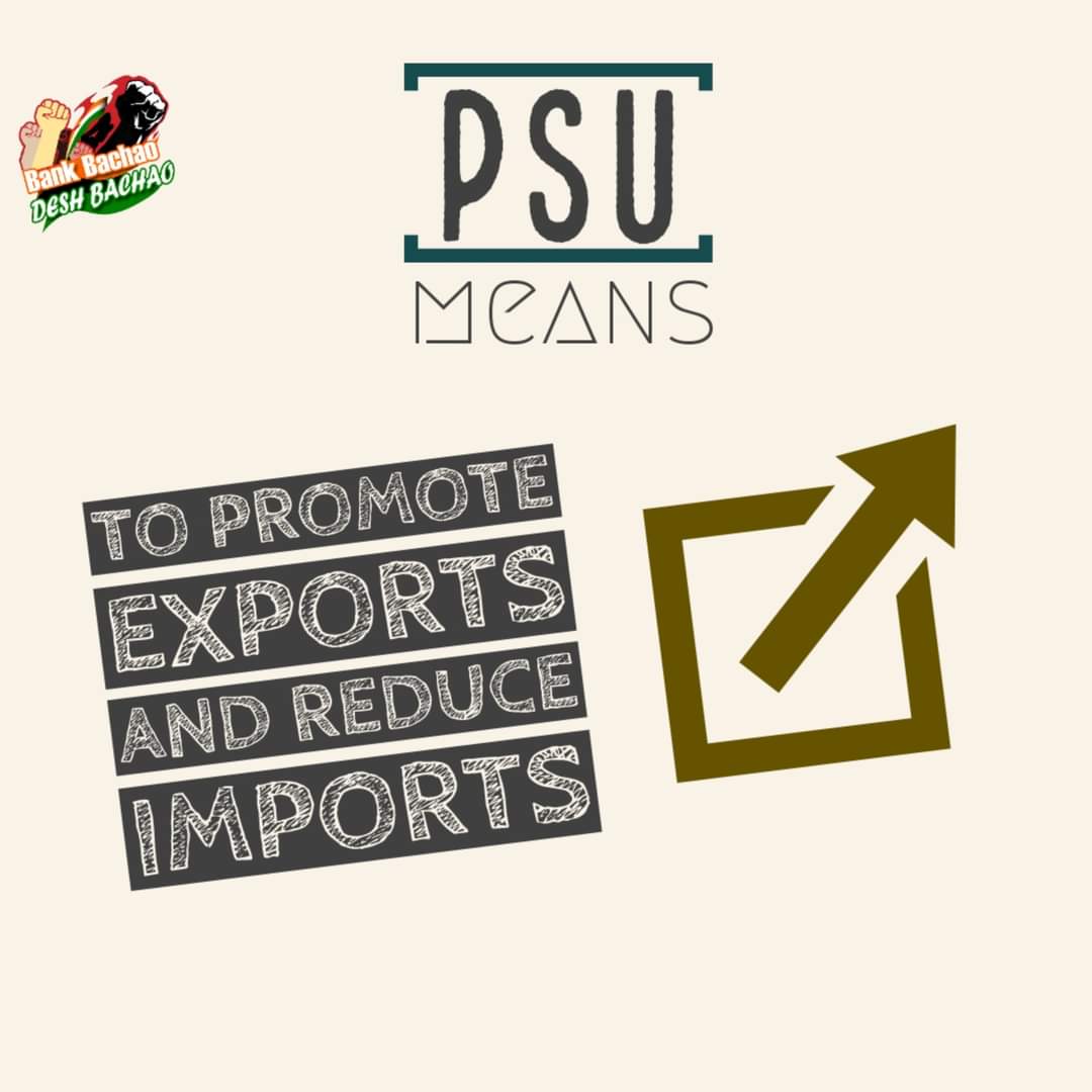 SBIOA_MAH's tweet photo. PSUs are meant to promote exports and reduce imports !!!
Save PSU Banks Save Nation !!!
#BankBachaoDeshBachao 
@SoumyaDatta7 @Bhushan121172 @hedaoo_udaram https://t.co/qo4szYP9lY