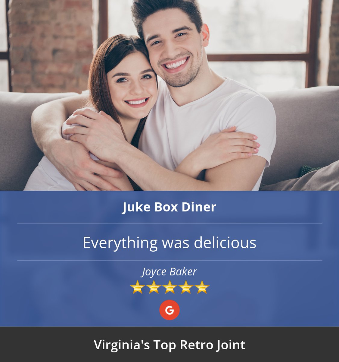 JukeBoxDiner's tweet photo. 5 Star: Joyce B. "Everything was delicious" https://t.co/UyDhQ4oaJf https://t.co/HniE4oEyTk