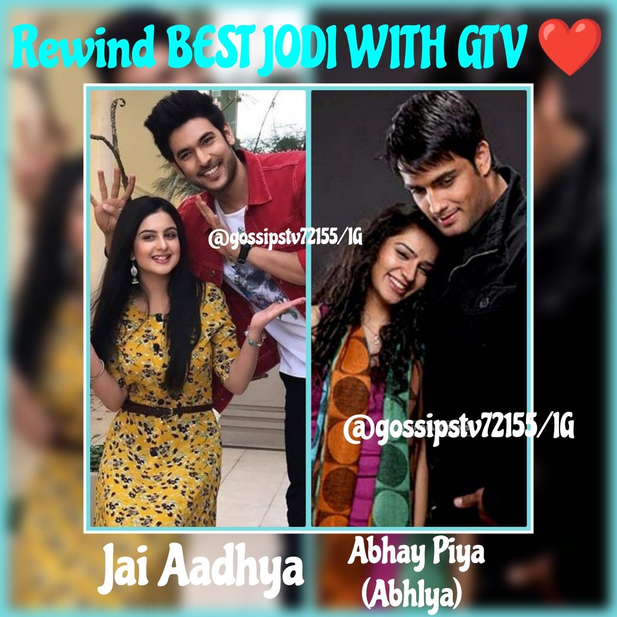 GossipsTv's tweet photo. #RewindBestJodiWithGtv
#GTVOriginals
This week's LETS REWIND THE BEAUTIFUL MOMENTS OF ONE OF THE MOST LOVING AND POPULAR JODI #JaiAadhya and #AbhIya β€οΈβ€οΈβ€οΈ
@GossipsTv
#4SaalBemisaalOfGtv
#VivianDsena #SukirtiKandpal #ShivinNarang #TunishaSharma https://t.co/ZTQnzGYYXI