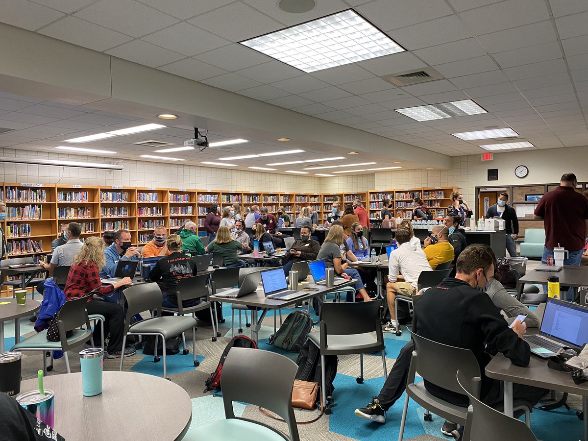 Science teachers are beginning their morning of PD with some coffee and conversation to reconnect with colleagues #RCSLearnTogether