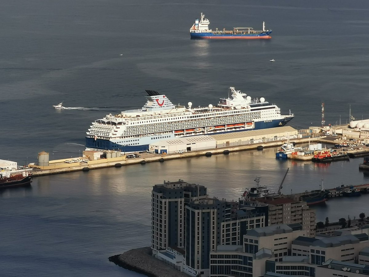 britsonboard's tweet photo. Bathed in the early morning sun, #marellaexplorer2 from the top of the Rock today.

#Gibraltar #marellacruises #marella  #cruise #returntocruising #tui https://t.co/j6FGESPuoL