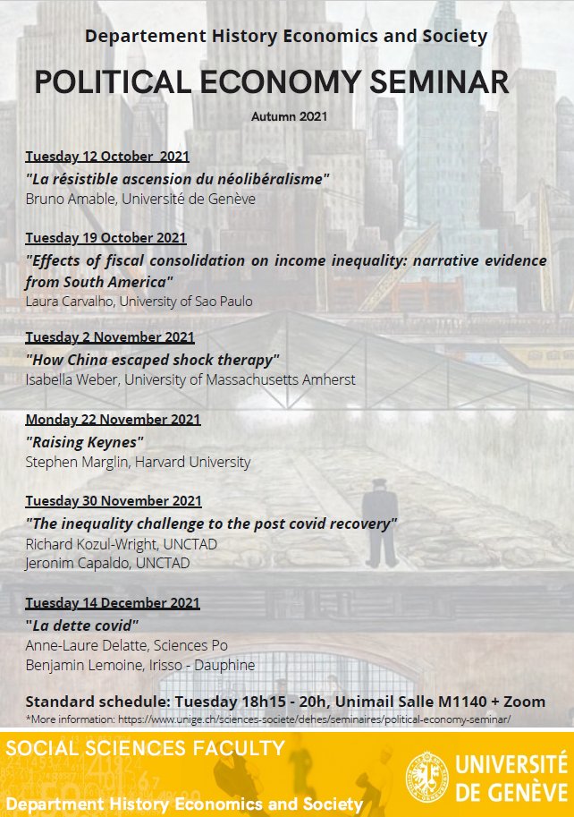 DEHES_UNIGE's tweet photo. Here is the program of the Political Economy Seminar for the next few months! For more information: https://t.co/s2wYLSaa00 
@bruno_amable @lauraabcarvalho @IsabellaMWeber @aldelatte @benjlemoine https://t.co/X1Rr0fasEG