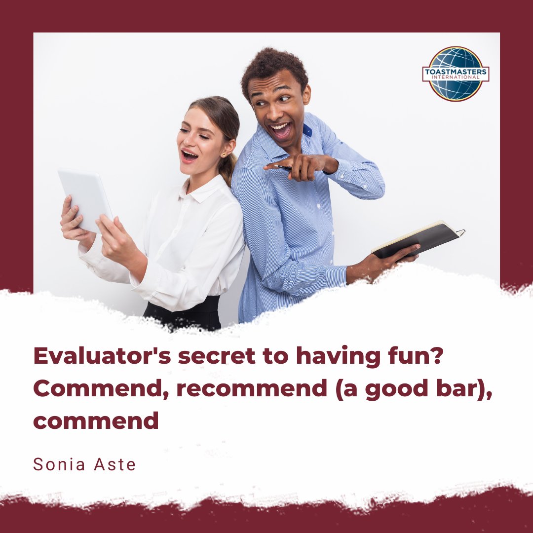 ToastmastersUKI's tweet image. Who's up for fun on Friday? Toastmasters are skilled at creating #funenvironment. From meeting functionaries, to speakers and evaluators - feedback allows us to constantly improve our #publicspeaking and #leadershipskills.
#befunny with us d91toastmasters.org.uk/find
#d91toastmasters