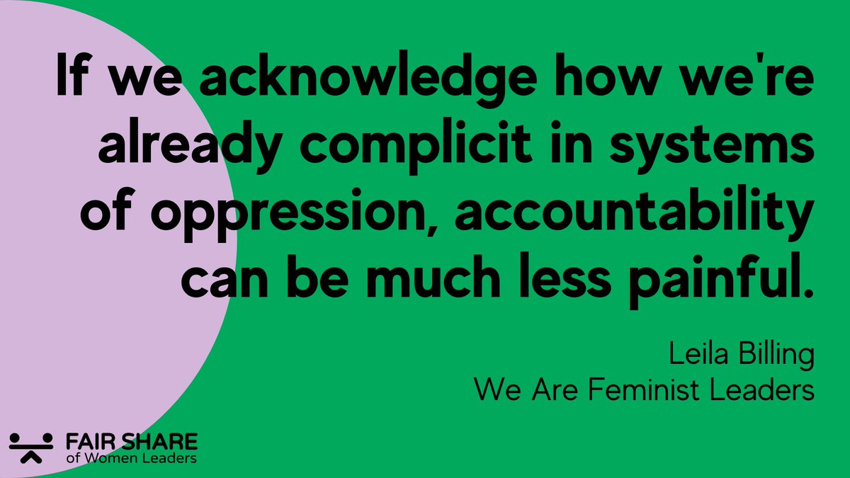 fair_wl's tweet photo. In her session on #FeministLeadership &amp; #Accountability yesterday, @we_are_fl co-founder @leilabilling pointed out that "there is no purity in a deeply damaged world" - and this can be a fruitful starting point.

What are your thoughts on this? Let us know in the comments! ⤵️ https://t.co/Sss7OvDxCO