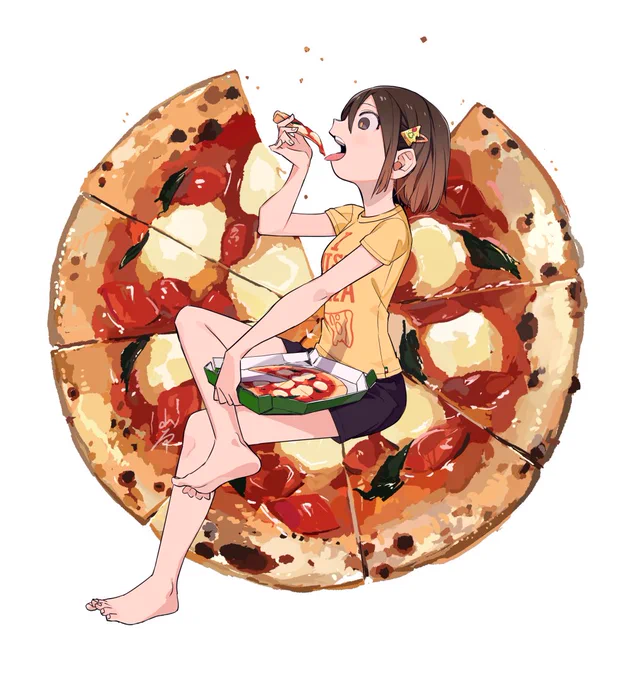 ピザ食べたい落書き 