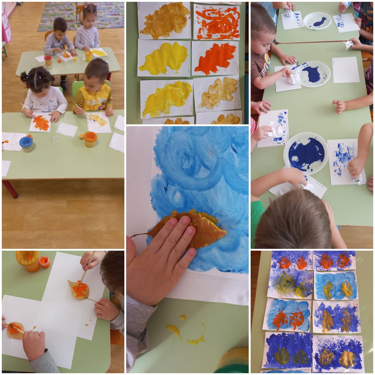 На тематической неделе "Осень" воспитанники 2 младшей группы "Медуницы" познакомились с нетрадиционной техникой рисования печать листьями и рисование мятой бумагой. Рисовали осенний лес и листья деревьев.