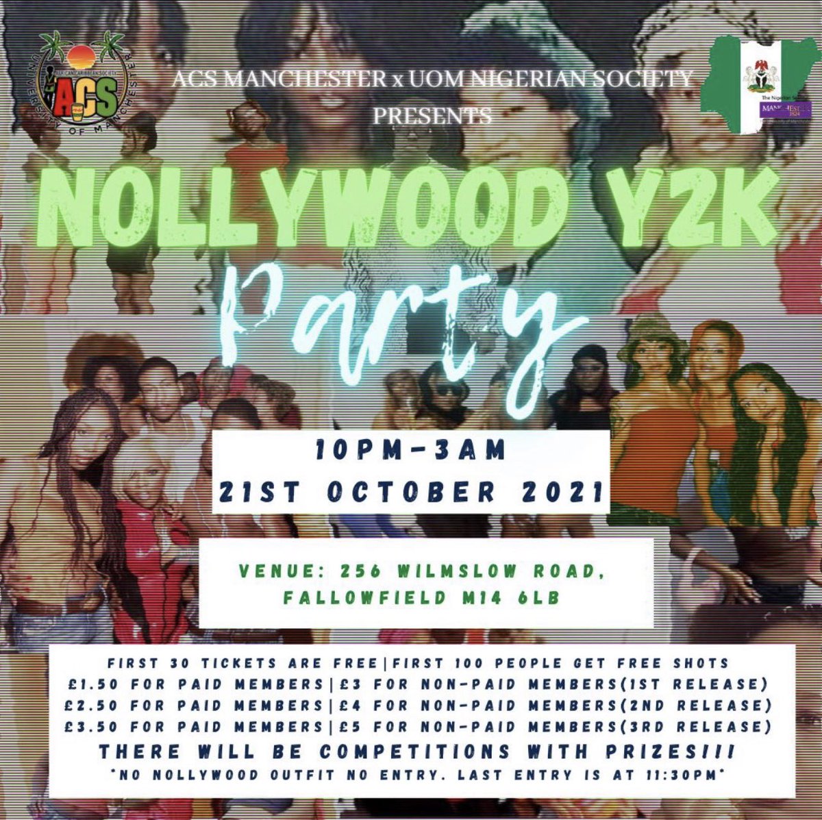 Hey guys!!!! We have an event that we know you’ll love!!!!! In collaboration with <a href="/acsmanchester1/">UoM ACS</a> we are hosting a Nollywood Y2K party🇳🇬🥳! Make sure to come dressed to impress as they’ll be a competition for the best dressed!
fatsoma.com/e/az25zhgi/nol…