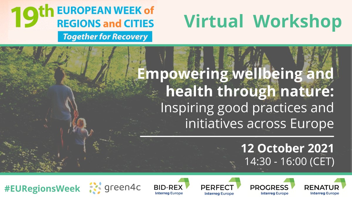 Next week  is the #EURegionsWeek 🤩
And we will be there in the workshop "Empowering wellbeing and health through nature" jointly with 3 other <a href="/interregeurope/">Interreg Europe</a> projects and the #Green4Care project
We look forward to see you there ❗️
eu.app.swapcard.com/event/eu-regio…