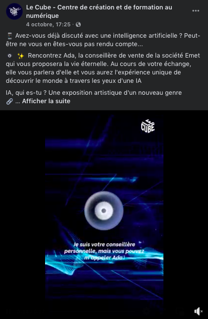 lecubegarges's tweet photo. Ne cherchez plus, on a trouvé la cause du #facebookdown. Les réseaux n'étaient pas prêts pour Ada 🤖 
Pour la rencontrer en vrai 👉 https://t.co/q2za54F2RW https://t.co/wrhKfAVNbg