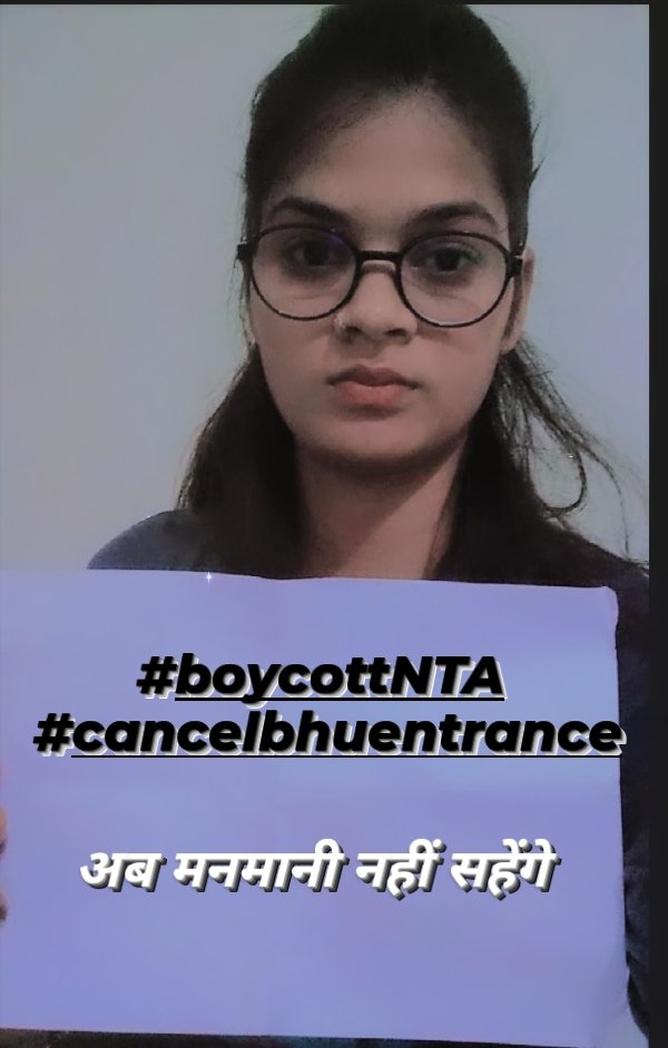 Anamika86114310's tweet photo. #cancelbhuentrance #BoycottNTA 
@DG_NTA आगे से कोई एग्जाम की ज़िम्मेदारी लेने से पहले 100 बार सोचना
@VCofficeBHU @WorldBhu @surajbhuworld @rishavbhuworld @PMOIndia @EduMinOfIndia @aajtak @ndtv @TheLallantop हमारे साथ अन्याय हो रहा है और आप सब सोए हुए है😒 https://t.co/BMLWLTZd5B