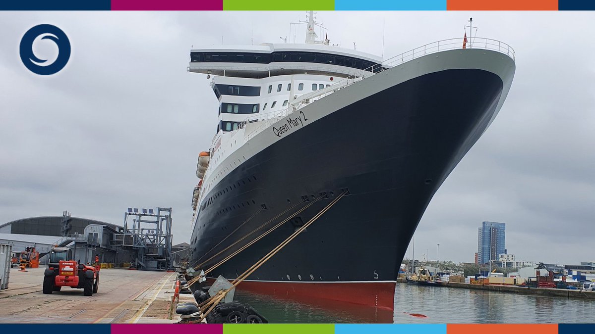 Queen Mary 2 alongside at Ocean Cruise Terminal today. No passengers for this transatlantic ocean liner but plenty of support from #TeamSolent to get her ready to welcome passengers again in the coming months.  

#CruiseOperations #CruiseIndustry #Stevedoring #cunardqueenmary2