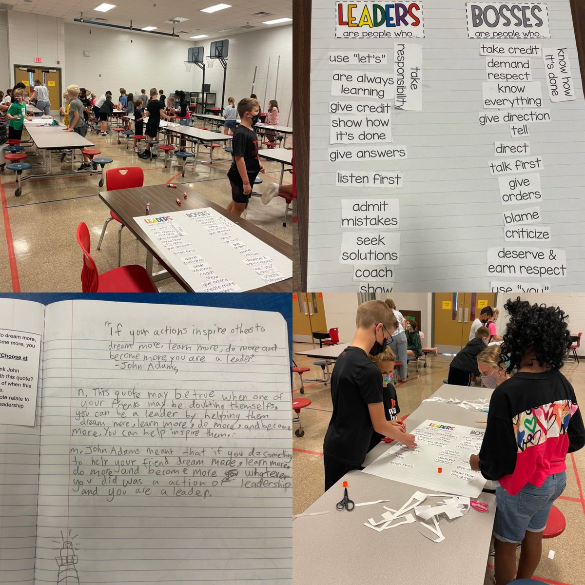 GHSPrincipal's tweet photo. Student leaders in action. Reflecting upon the words of historical leaders. Discussing the differences between leader traits vs bossy traits. Powerful conversations. #studentleaders #studentvoice #studentleddiscussions #productivedebates https://t.co/ov3oUJRYm7