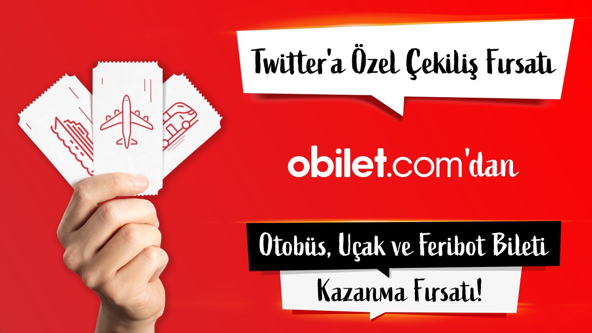obilet's tweet photo. 🎊🎊ÇEKİLİŞ VAR 🎊🎊
Sadece Twitter'a özel çekilişe hemen katıl, otobüs, uçak veya feribot bileti senin olsun! 🥳

Yapman gerekenler:
1. Sayfayı takip et,
2. Gönderiyi paylaş (retweet).

#Çekiliş https://t.co/SteUO3qVwV