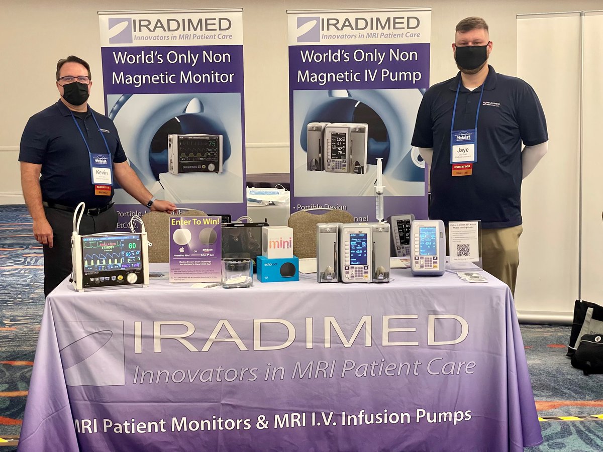 IRadimed's tweet photo. IRadimed knows smart technology and we want to share it with you! Not only can you experience the smartest Non-Magnetic MRI IV Infusion Pump and Patient Monitor at @PediAnesthesia but you can also enter to win a HomePod Mini or Amazon Echo Dot! Visit us at Booth #12! #SPAFall2021 https://t.co/Ibn4QHyJCj