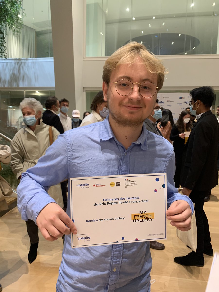 Psbeduparis's tweet photo. Félicitations à Maxime Marsal, en #master #entrepreneuriat lauréat du #prixpepite organisé par @sup_recherche &amp; @Bpifrance 👏🥇
Il a été récompensé pour son projet innovant &amp; créatif #myfrenchgallery qui permet aux photographes de vendre leurs œuvres en ligne📸🚀 https://t.co/DtfNBNhVYP