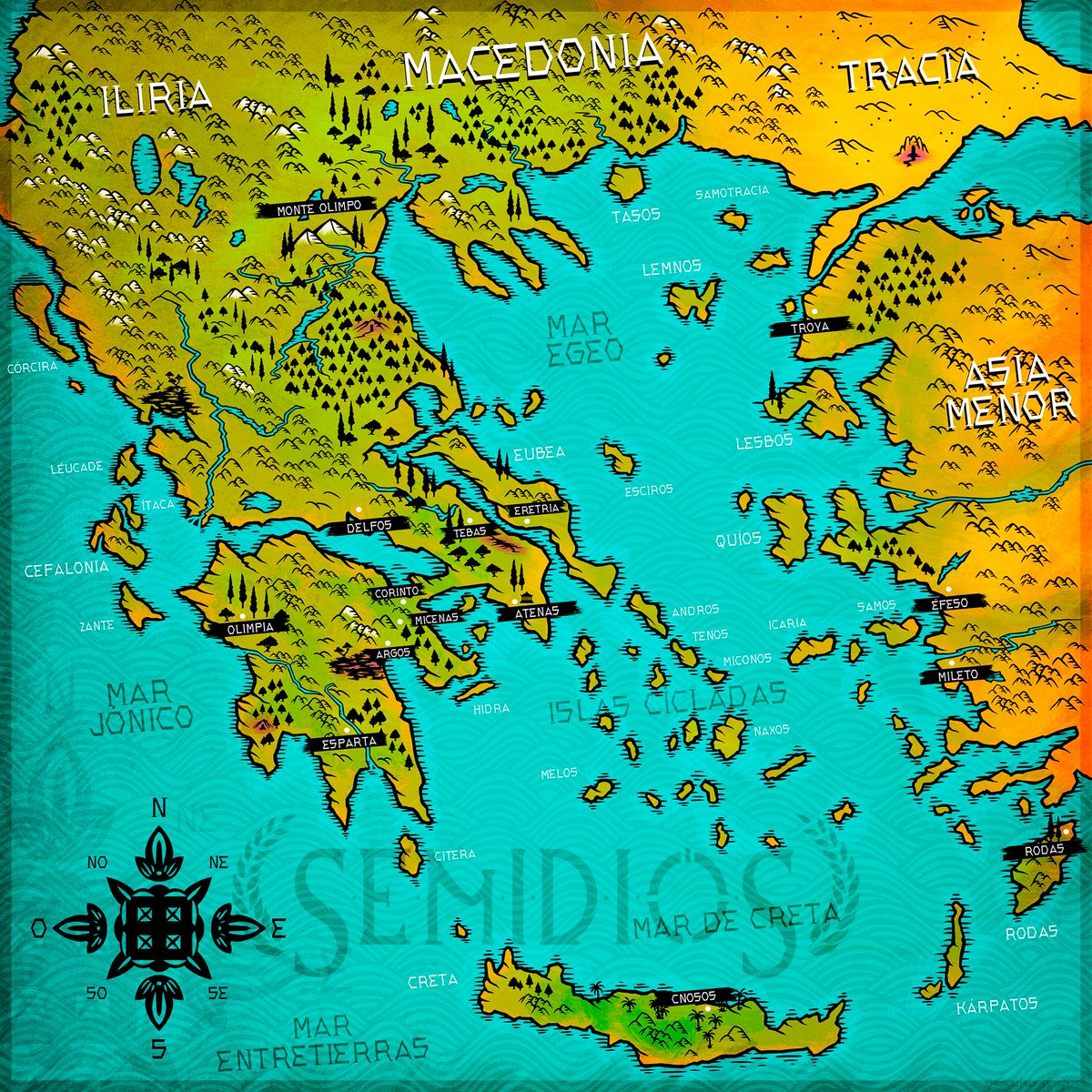 "En mis viajes por la Hélade visité hermosos lugares y contemplé fascinantes maravillas.

Sus colinas y valles, sus playas y riscos, su flora y su fauna...

Aromas a romero y lavanda a menudo se daban la mano con el sonido de las olas, deleitando así mis sentidos."

📜🌍📜