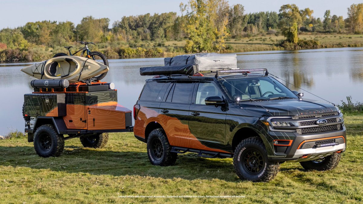 Built for more extreme adventures - the Expedition Timberline Off-Grid concept vehicle, based on the 2022 #FordExpedition Timberline series is upfitted to help adventurers confidently trek to hard-to-reach mountainside trailheads, remote lakes and distant desert dunes.