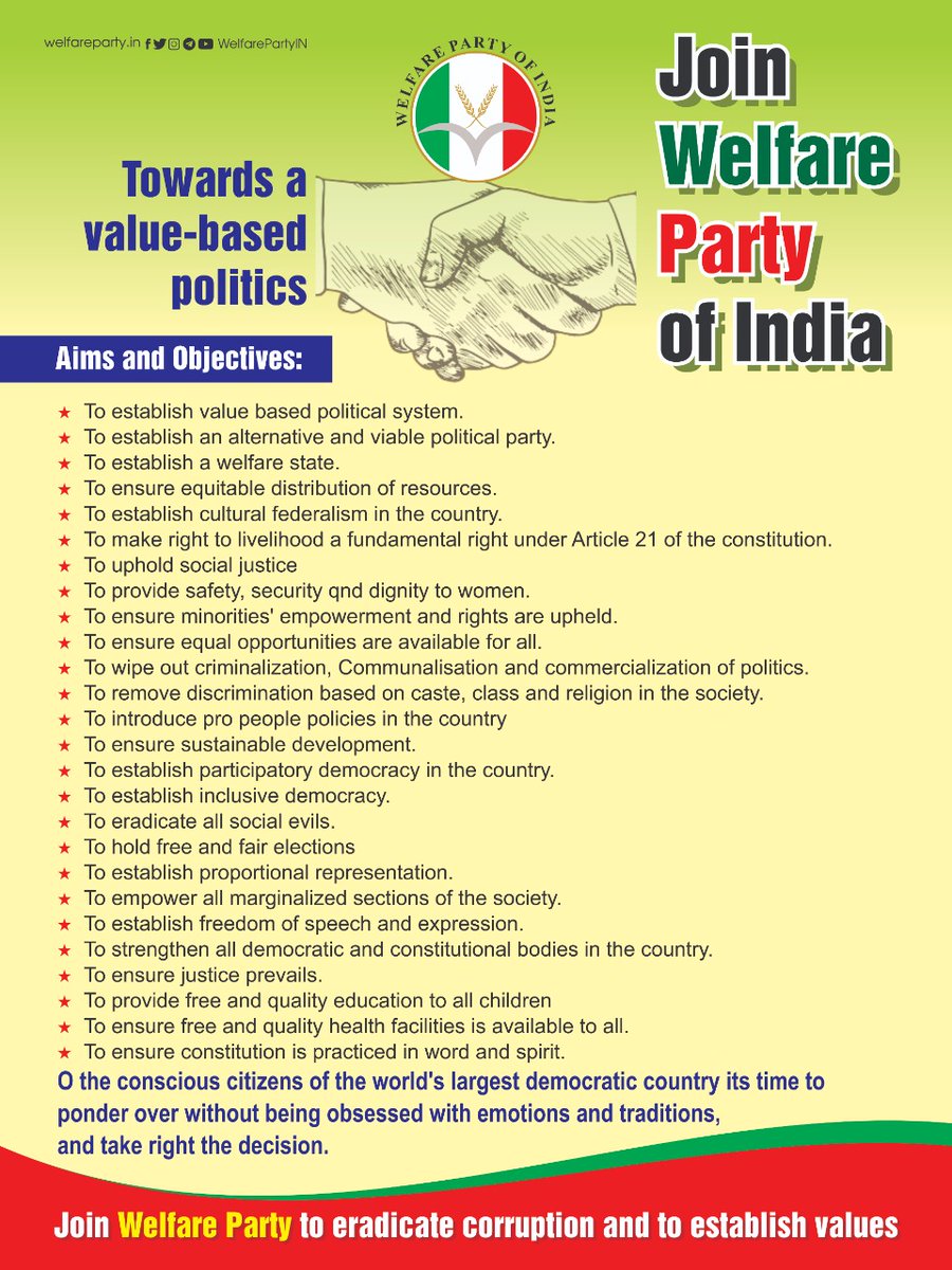 WelfarePartyIN's tweet photo. #JoinWelfareParty
#Values
#ValueBasedPolitics https://t.co/4WKEtWvuG4