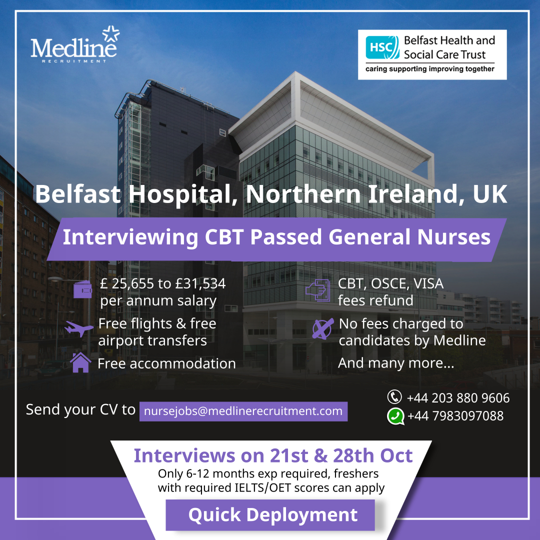 MedlineRecruit's tweet photo. Excellent opportunities for Nurses in beautiful Northern Ireland with a great lifestyle!

#nurserecruitment #MedlineUK #immediateinterviews #northernireland #nursejobvacancies #generalwardnurse #medicalsurgicalnurse https://t.co/6hwvCxfSBN
