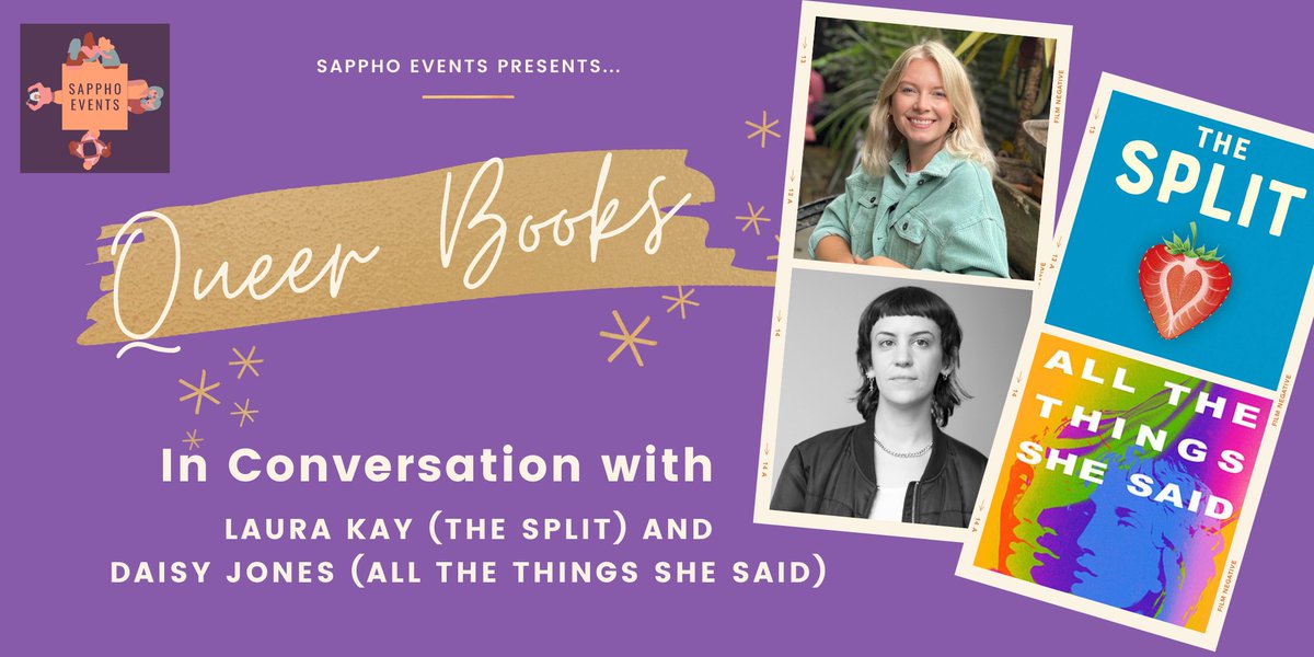 QuercusBooks's tweet photo. We're DELIGHTED that the amazing @lauraelizakay will be @SapphoEvents first Queer Books In Conversation event with @daisythejones next week! 

🍓Fri 15th October 
🍓7:00 PM 
🍓The Common Counter, Glass House, London

Book your tickets now🔗https://t.co/110uGr89V8 https://t.co/hLXTlWNKoD