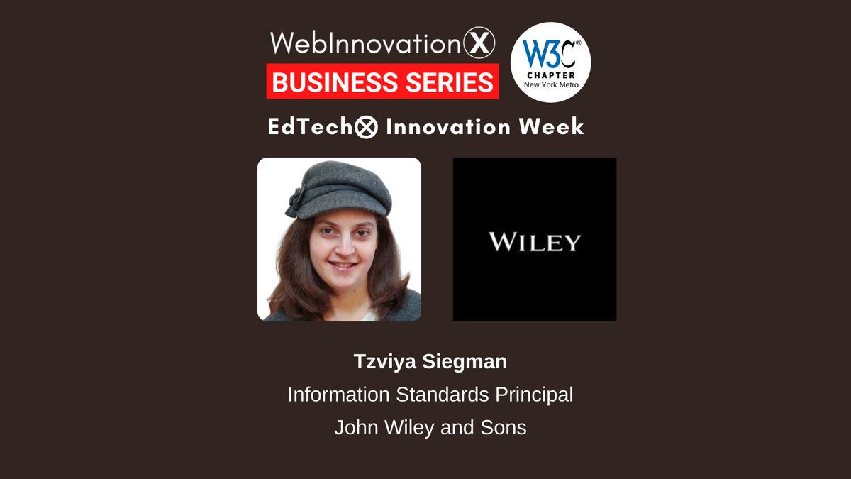 FortuneTimesNYC's tweet photo. WebInnovation⨂ and W3C New York Metro Chapter are proud to have Tzviya Siegman, Information Standards Principal at John Wiley and Sons as our Featured Speaker today at https://t.co/itCSJ0UFSf
Come join us LIVE at 11:00 am EDT today on our YouTube Channel.
https://t.co/7KjZWaYmDD https://t.co/VNiduvjHxD