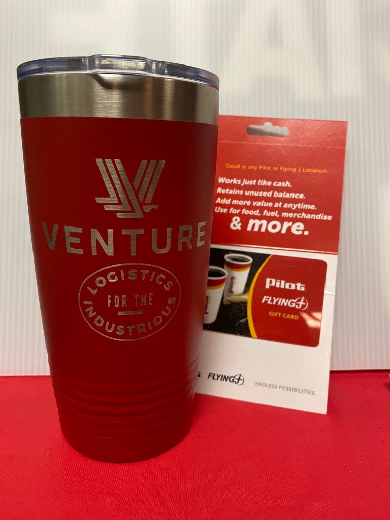 For the chance to win a Venture Tumbler and $50 Pilot Gift Card, like and share this post on our Venture Transport Facebook page! We will do a random drawing this afternoon at 4:30PM! 

#LikeandShare #Giceaway #Drawing #GiftCard #Tumbler #Trucking #Logistics #Drivers