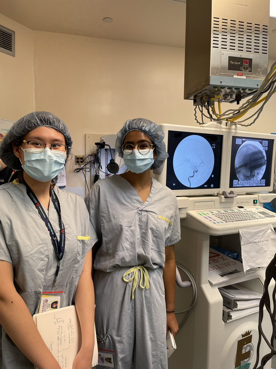 Exciting day yesterday for biomedical engineering students <a href="/EmnpreetB/">Emnpreet Bahra</a> &amp; <a href="/Lily_S_Zhong/">Lily Zhong</a> from Innovators in Scrubs program. Observing surgical resection of a ruptured right temporal AVM on 56M with intraop angio and ICG by Dr. Wang <a href="/BillyHWang/">Dr. Bill Wang</a> and team
<a href="/NeurosurgKidKam/">Michelle KamedaSmith</a> <a href="/_RadwaN_/">𝐑𝐚𝐝𝐰𝐚𝐧 𝐓𝐚𝐤𝐫𝐨𝐧𝐢 | رضوان تكروني</a>
