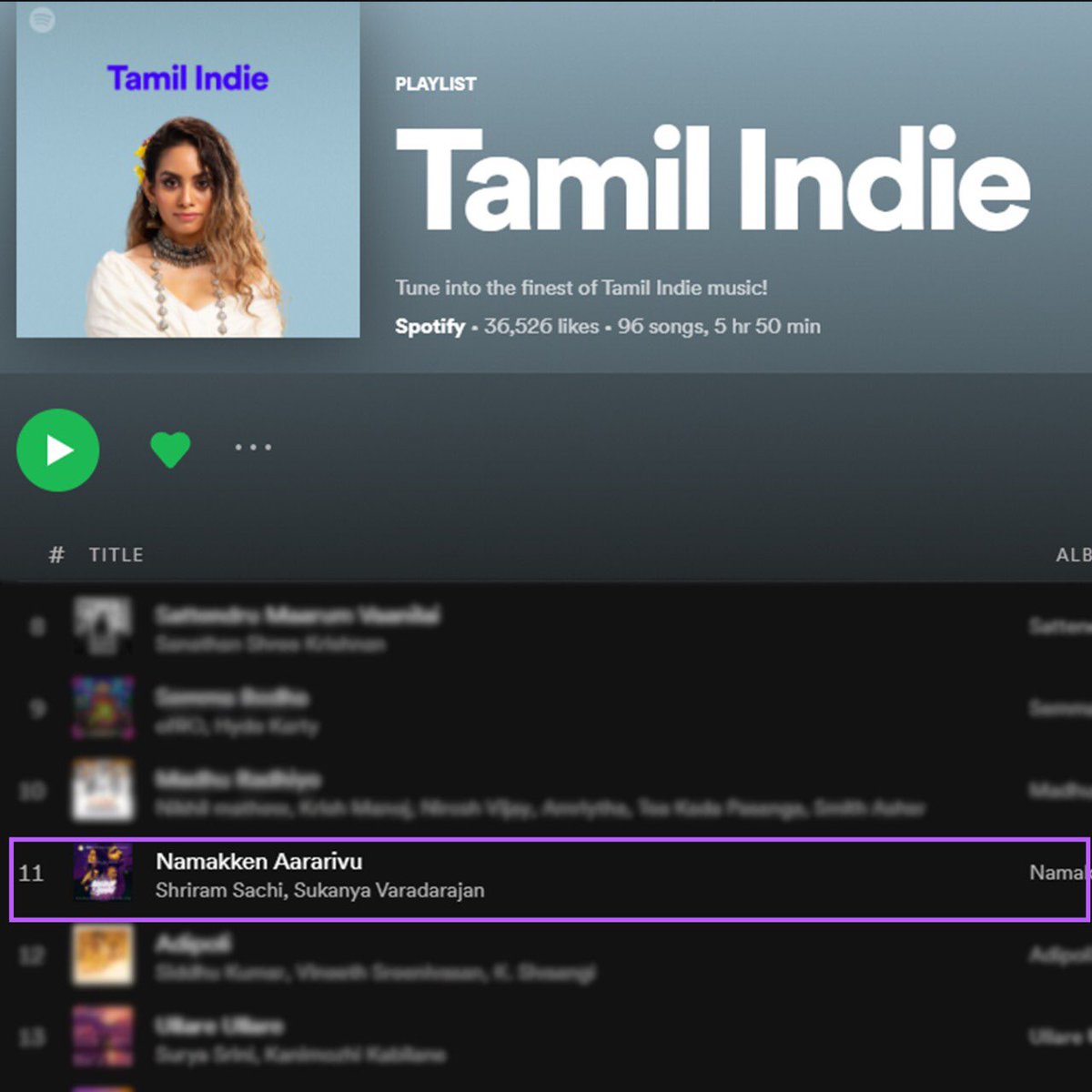 #namakkenaararivu Is Hitting the Charts of <a href="/Spotify/">Spotify</a> Tamil Indie. 

open.spotify.com/track/7G9fYlmf…

 @ShriramSachi <a href="/SukanyaSinger/">Sukanya Varadharajan</a> 
SRSA Events Productions &amp; Talent Management | <a href="/ShakeerMohame11/">Shakeer Mohamed</a> 
#urbanrecordsent #trending #fyp #spotify #tamilindie #srilanka #globalwarming