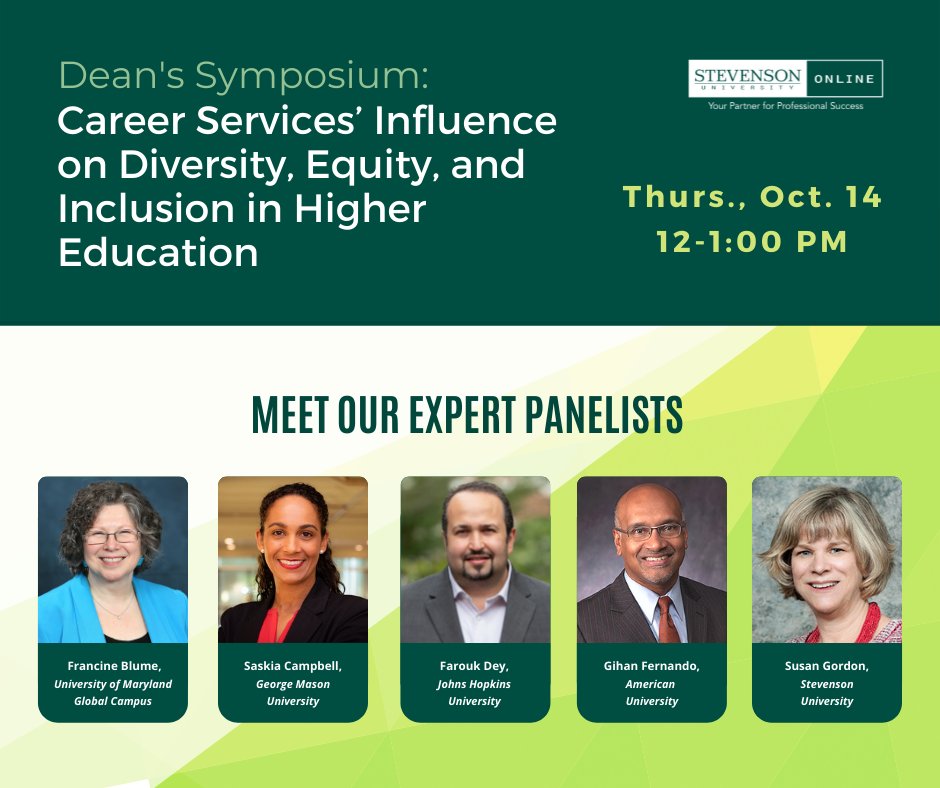 One week until the next Dean's Symposium!

The symposium will address career services' influence on diversity, equity, and inclusion (DE&amp;I) in higher education. 

RSVP now: bit.ly/3nUUOjB