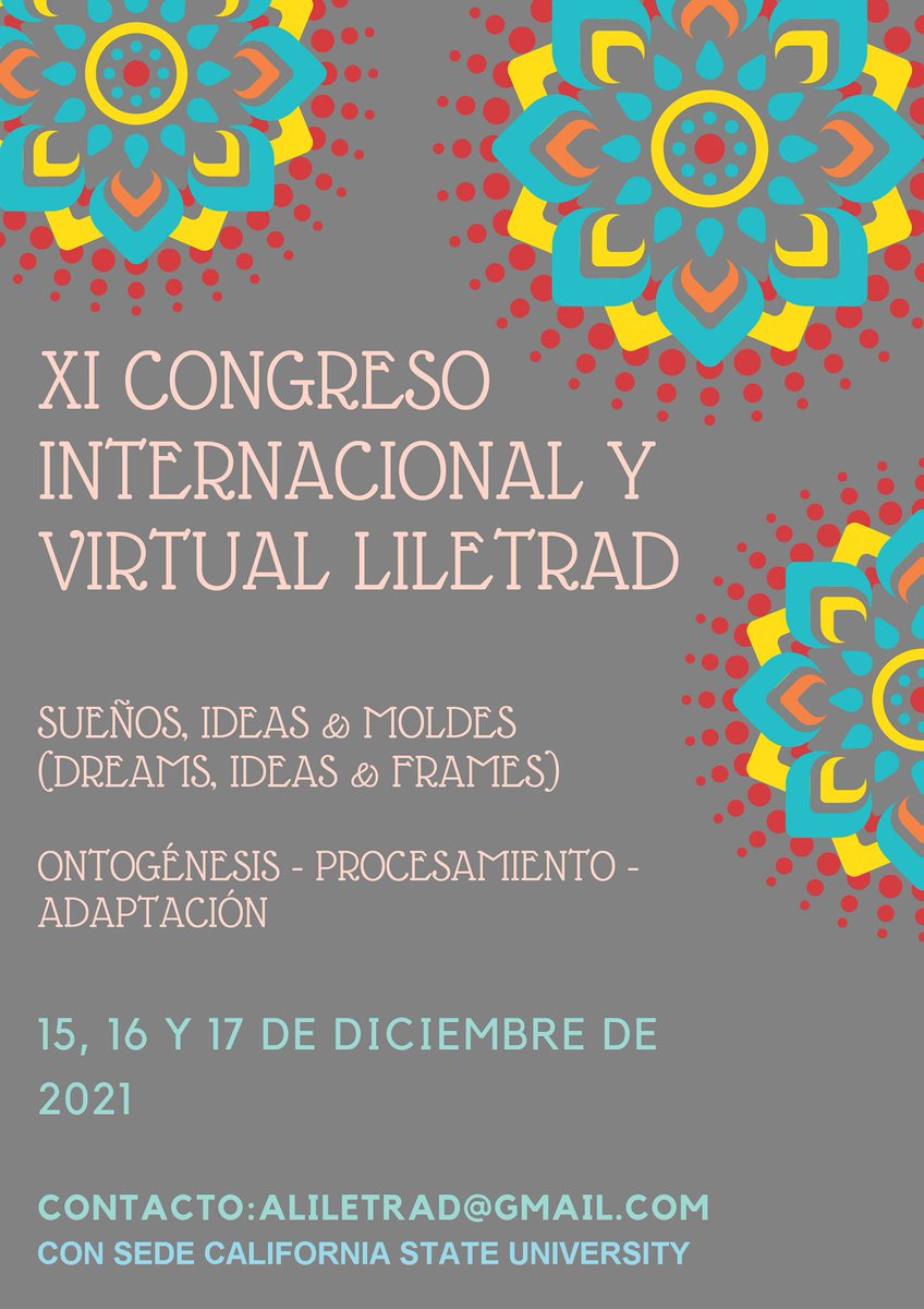 disputatio's tweet photo. XI Congreso internacional Virtual LiLeTrad
Tengo el agrado de invitarlos, como vicepresidente de la Asociación internacional LiLeTrad, a participar del XI Congreso Internacional de lengua, literatura y traducción a llevarse a cabo del 15 al 17 de Diciembre . https://t.co/V0ZuajAI14