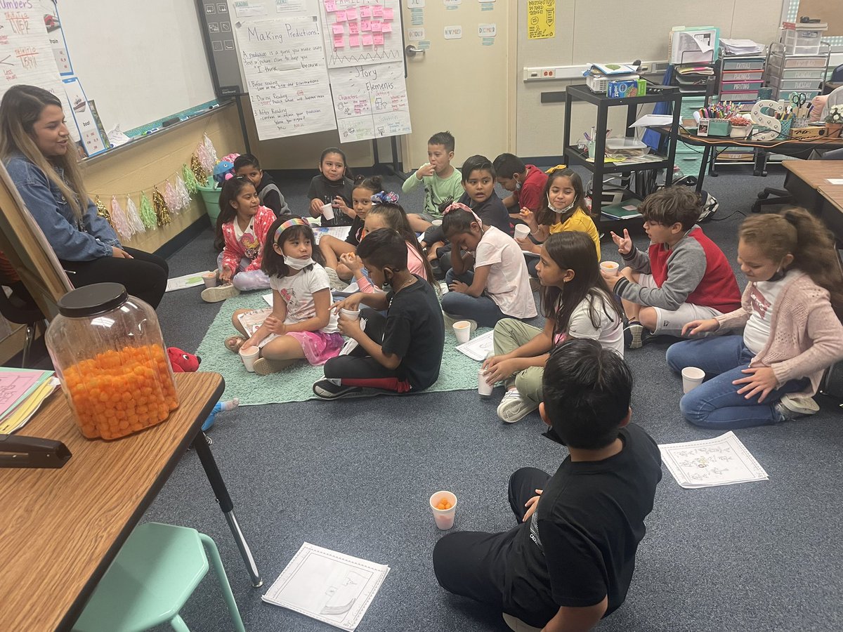MontysFirsties's tweet photo. Ms. Sosa’s 2nd grade class ended their narrative writing unit with an author’s celebration where students got to share their writing and eat cheese puffs! 🎊😋 @EhrhardtKISD @KISD_Literacy #gameonEhrhardt https://t.co/bBWncw0PxA