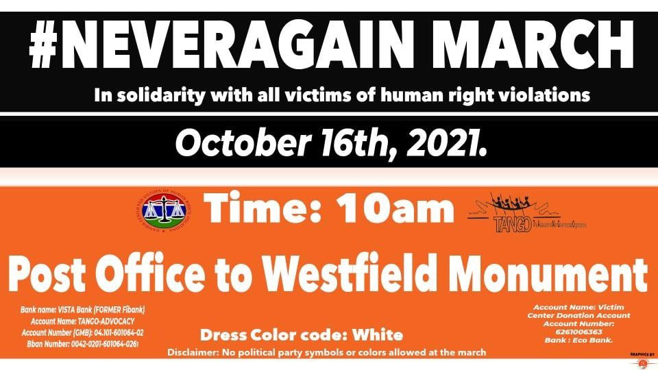 AzizBarrow's tweet photo. Save the date and come out in your numbers to March in solidarity with the victims community.
#NeverAgain March https://t.co/K6o2JGJYaj
