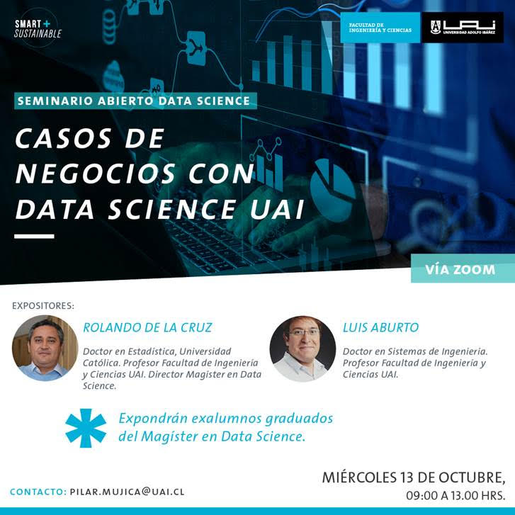 luaburto's tweet image. Seminario de Casos Aplicados Data Science en Chile (Transporte, Banca y Minería). Proyectos de titulación de alumnos del Magister en Data Science UAI. Miercoles 13 de Octubre 9am. noticias.uai.cl/evento/casos-d… @ingenieriaUAI #datascience #MachineLearning #machinelearningfinance