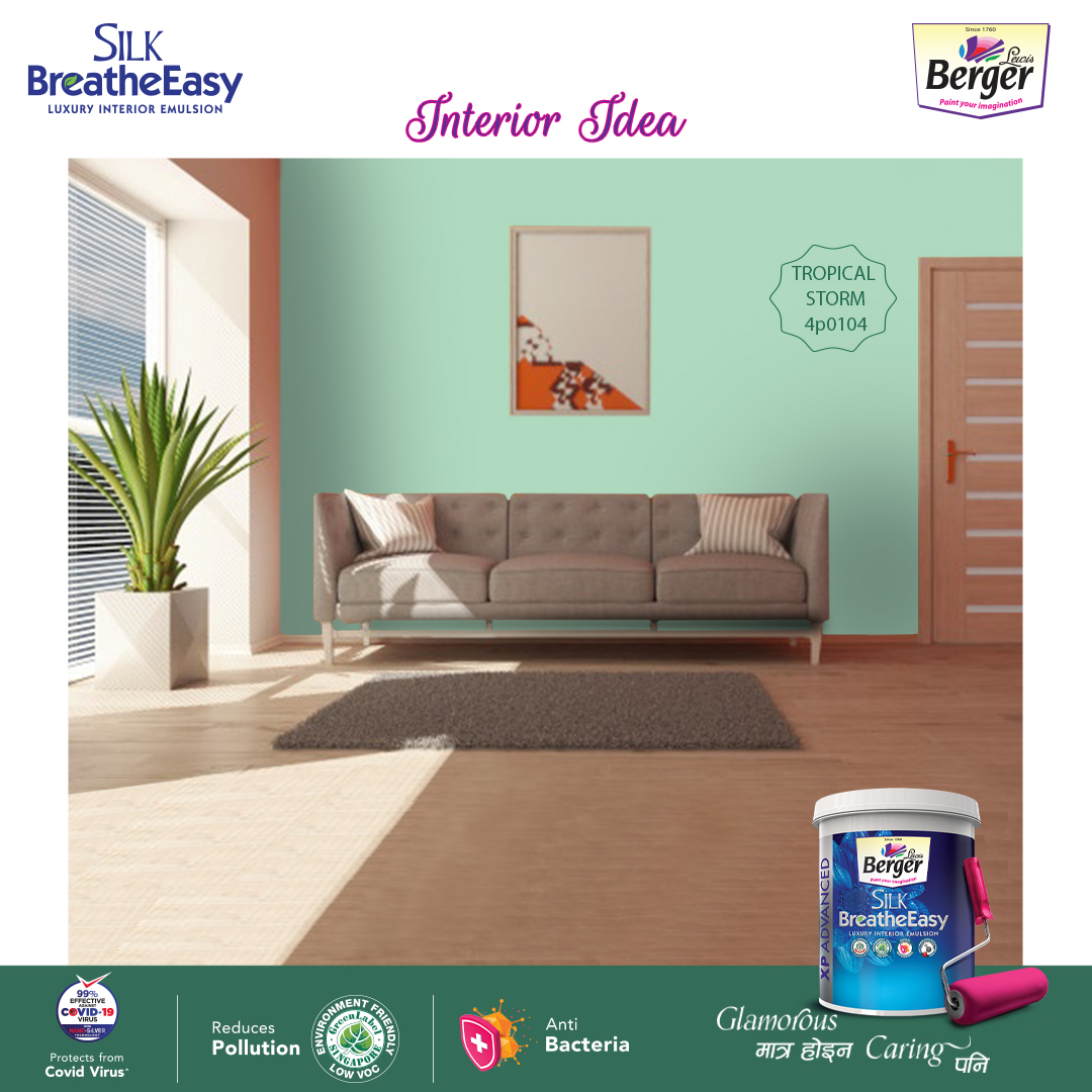 BergerNepal's tweet photo. Sleek, stylish, &amp; modern are just a few of the words that came to mind when we saw this amazing living room. Lighter hues of green walls pair perfectly with the large windows in this contemporary living room. 
#BergerPaintsNepal #BergerNepal #PaintYourImagination #SilkBreatheEasy https://t.co/Ri7cZFYPRO