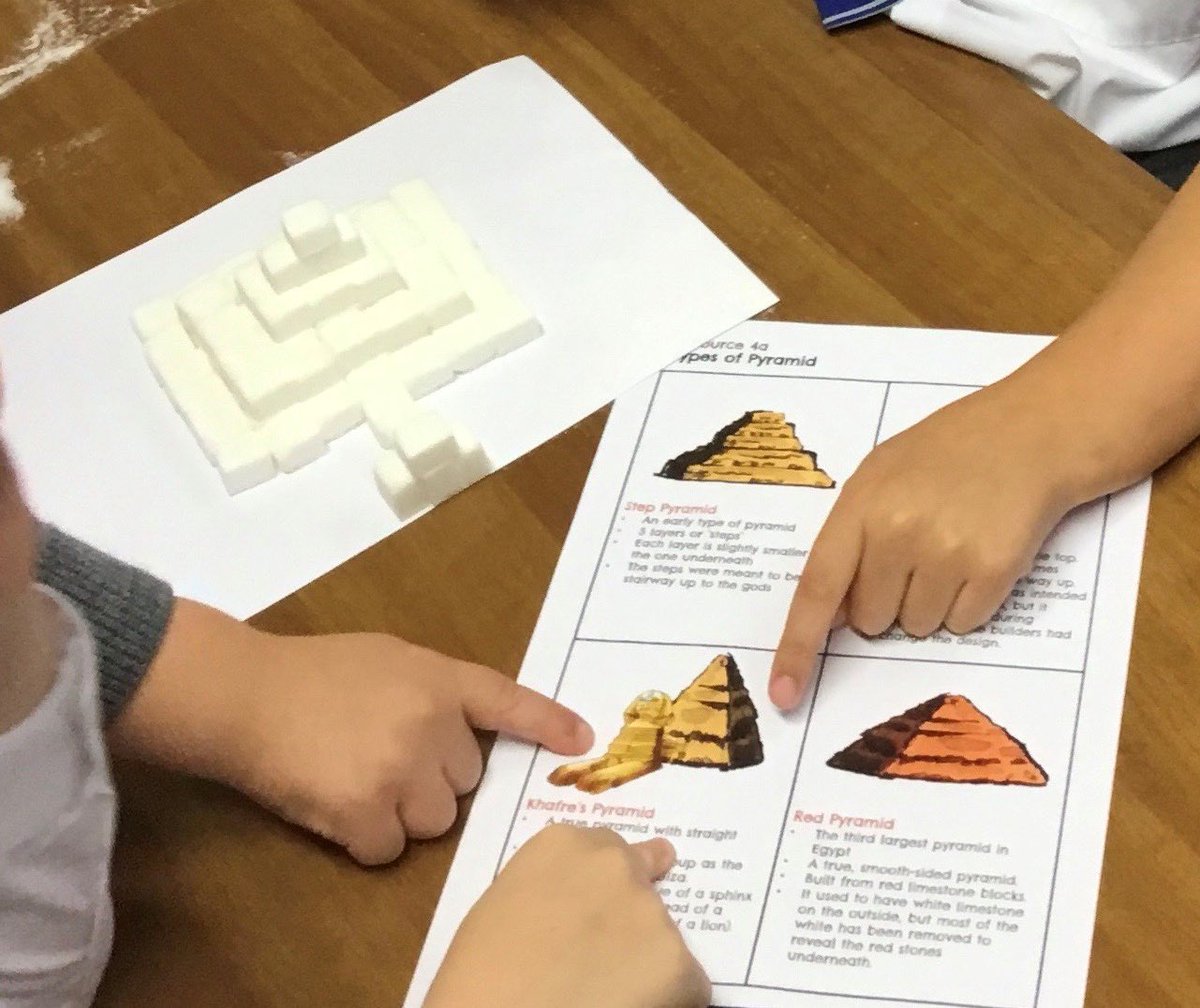 MissCWinder's tweet photo. My Y4/5 class enjoyed learning about the pyramids from Ancient Egypt. We had a go at making our own using sugar cubes! ☺️
#history #KS2history https://t.co/wEbkjdYv2j
