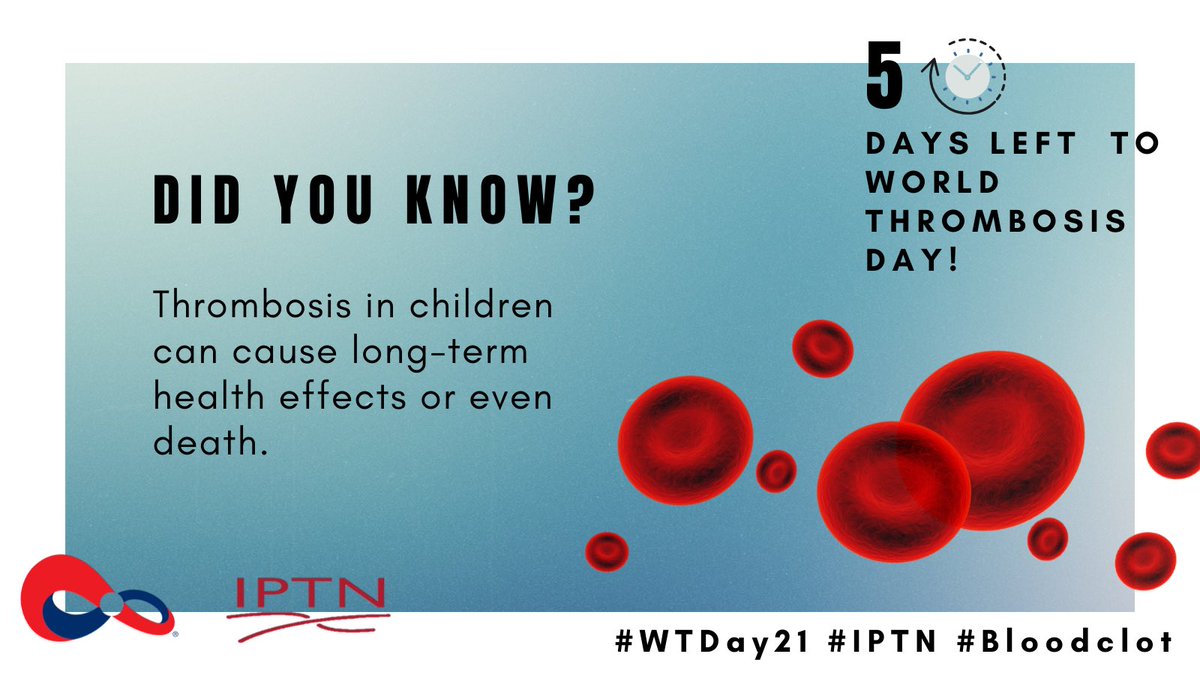 IPTN (@iptnetwork) on Twitter photo Raising awareness of pediatric #thrombosis 5 days left to #WorldThrombosisDay #bloodclots can cause devastating effects in children; knowledge of risk factors, signs and symptoms is important <a href="/thrombosisday/">World Thrombosis Day</a> Raising awareness of pediatric #thrombosis 5 days left to #WorldThrombosisDay #bloodclots can cause devastating effects in children; knowledge of risk factors, signs and symptoms is important <a href="/thrombosisday/">World Thrombosis Day</a>