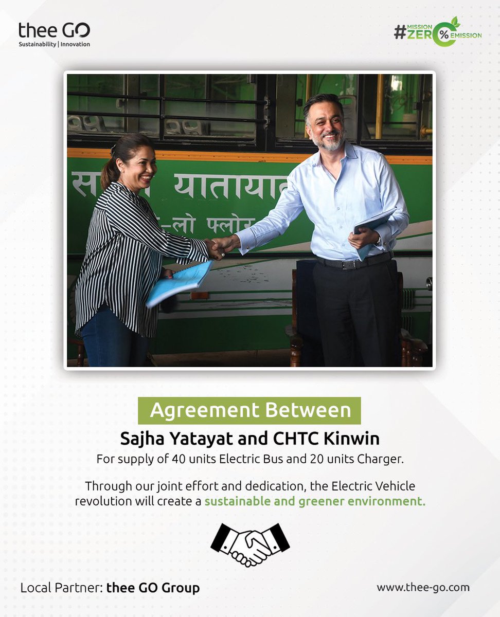 Sajha Yatayat Cooperative Limited signed an agreement with CHTC Kinwin (Nanjing) Automobile Company of the People’s Republic of China for the supply, delivery and maintenance of 40 electric buses for Kathmandu Valley. 

#theeGO #NepalEV #SajhaYatayat #CHTCBus #ElectricBus