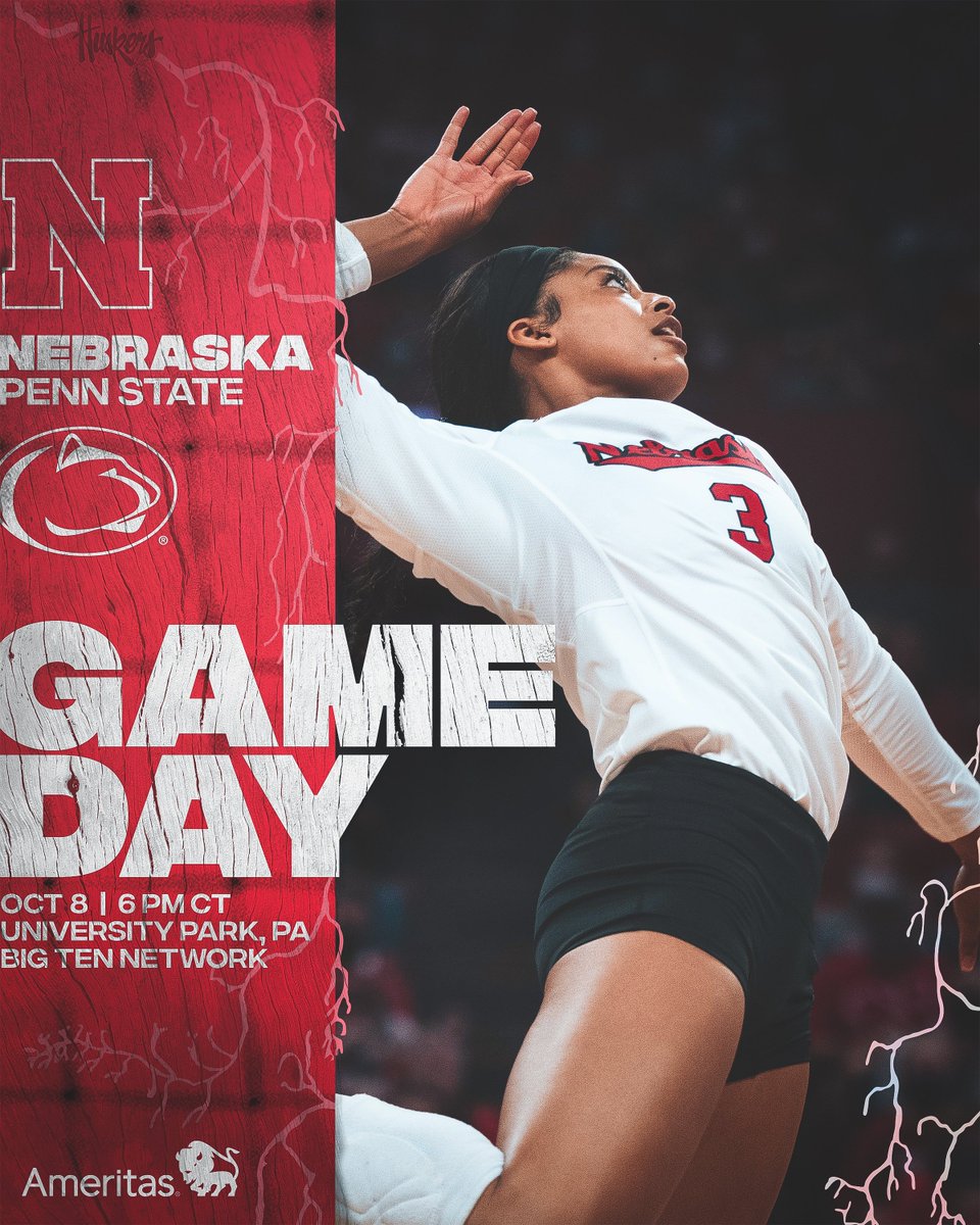 HuskerVB's tweet photo. π¬ Friday night action.
π: Penn State
π: 6pm CT
πΊ: @BigTenNetwork
π: University Park, PA
π»: @HuskersRadio https://t.co/cRAym9xwzB
