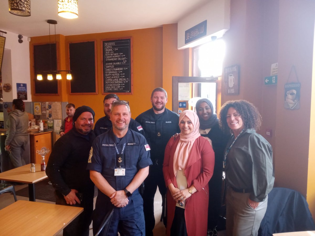 RNEngagement_RA's tweet photo. Our Communities are the very heartbeat of the region we are based in!
CNR Attract NE T1 held a mtg at the Coffee Lodge, Toxteth, meeting the lovely, Rahima Farah
Community EO from the NHS. #Community #Collaborate #Completed @rahima_farah @Kuumba_Imani @RoyalNavy @CdrePWaterhouse https://t.co/vB28gw7TA3