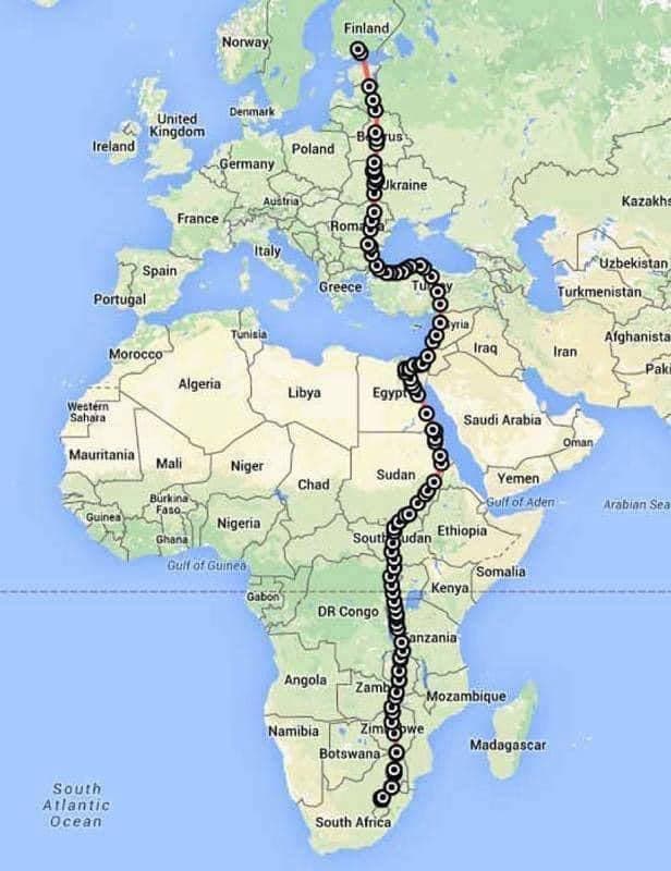 Соколица, оснащенная GPS-трекером, за 42 дня пролетела из ЮАР в Финляндию, покрыв 10000 км практически по прямой линии и пролетая в среднем в день 230 км