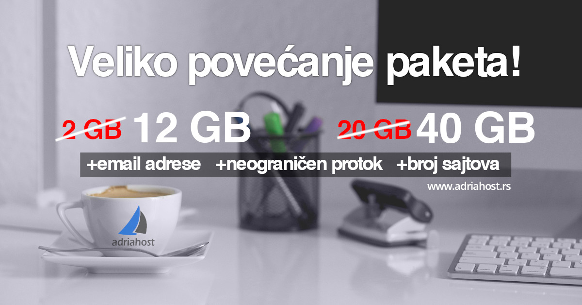 Povećali smo pakete iz naše ponude i proširili mogućnosti plaćanja! Više o tome u našem blog članku --> adriahost.rs/povecanje-pake… #hosting #webdesigner