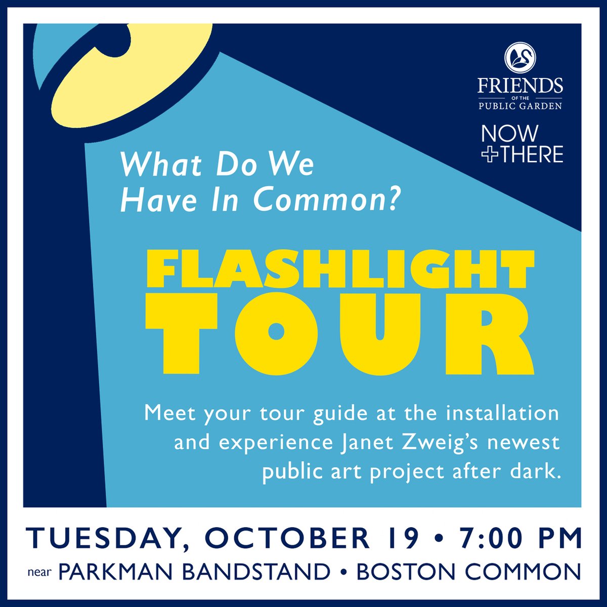 FOPG's tweet photo. Join us for the "What Do We Have In Common?" Flashlight Tour on Tuesday, 10/19 at 7:00pm.
Enjoy the art installation at night with the excellent guides, lighted cabinet and questions! Free--please register https://t.co/zrbMwjmf2v #InCommonBos #JanetZweig @BostonParksDept https://t.co/e5jo8SI4if
