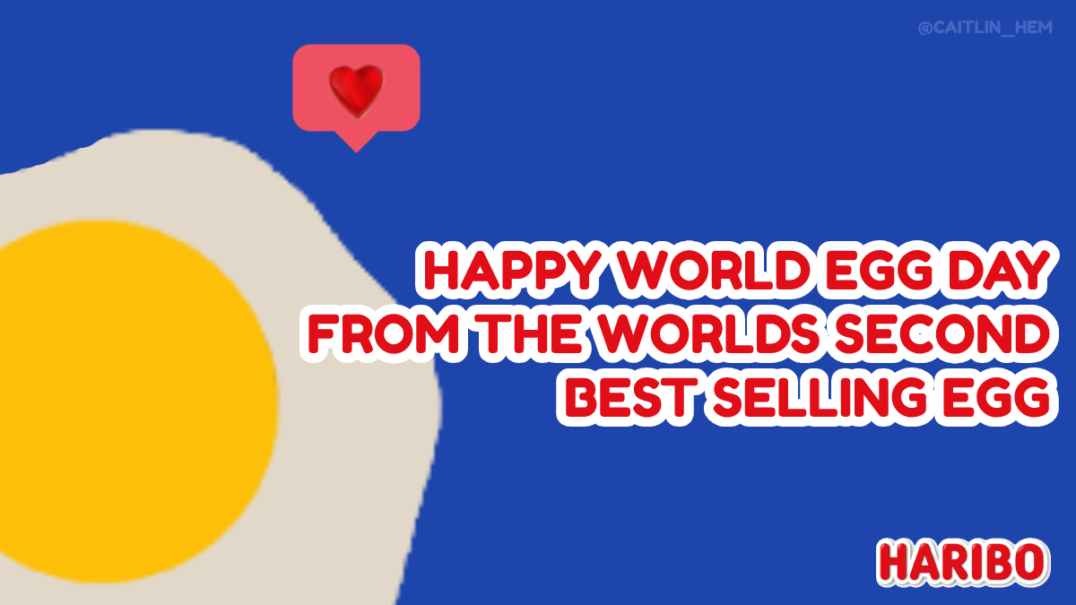 caitlin_hem's tweet photo. The iconic [second] best selling egg. @OfficialHARIBO @OneMinuteBriefs #WorldEggDay https://t.co/X78witfqp8