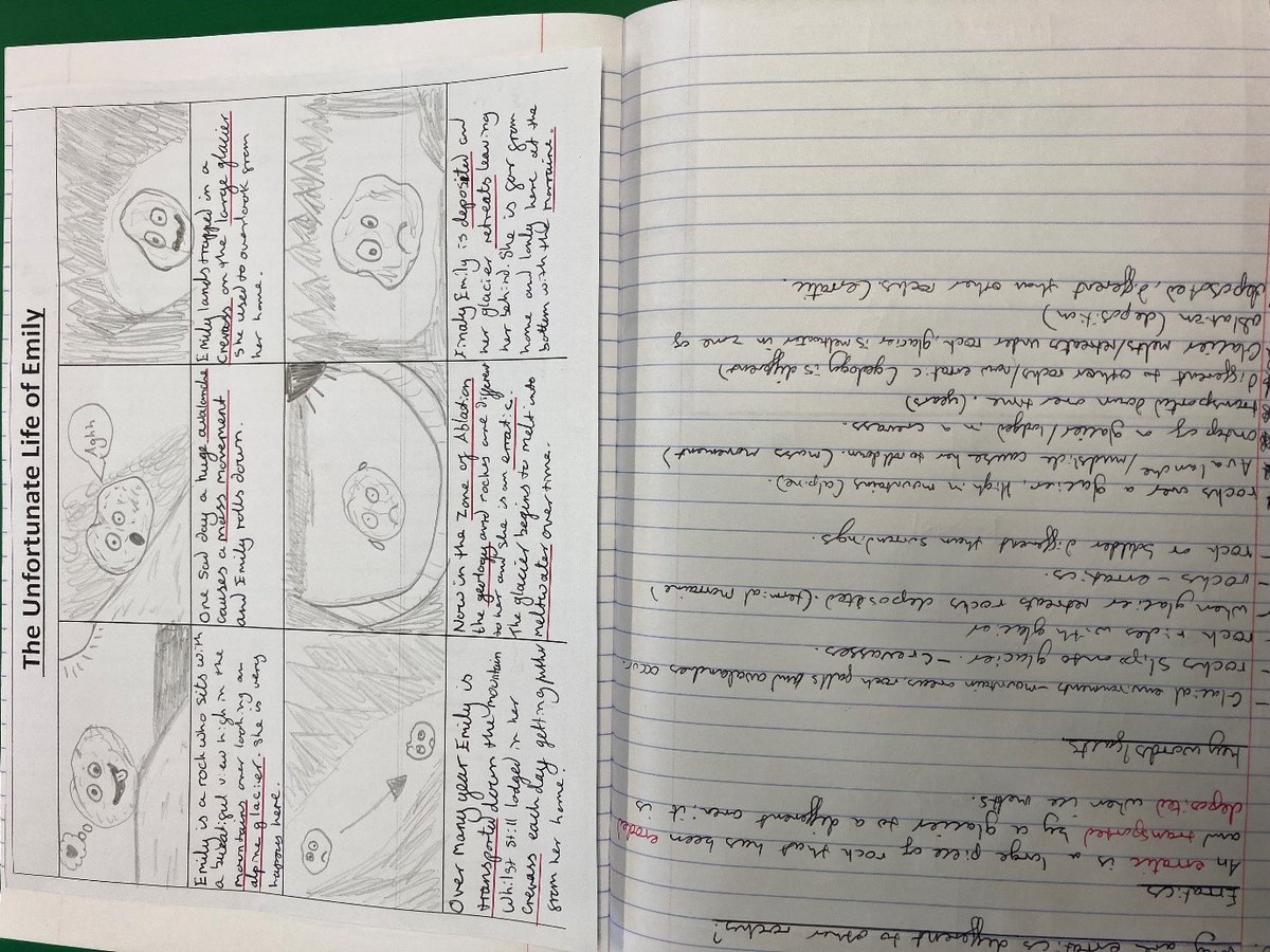MarshlandHS's tweet photo. Fantastic work from year 8's in geography this week learning about erratics.
#geographyrocks #erratics #whathappenstoarock? #pooremily #highqualitywork https://t.co/k7U83KKYqH