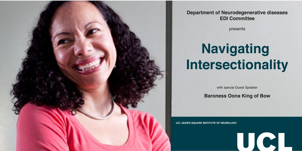 Come and join us on a thought-provoking conversation about #Intersectionality with special Guest Speaker Baroness <a href="/Oona_King/">Oona King</a> of Bow.
🔸Open to <a href="/UCL/">UCL</a> and <a href="/UKDRI/">UK Dementia Research Institute</a> staff and students
🔸Oct 20 at 4PM BST(GMT+1)
Register here: eventbrite.co.uk/e/navigating-i…
<a href="/UCLEqualities/">UCL Equality, Diversity & Inclusion</a>