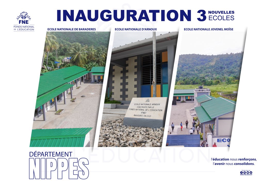 FNEHaiti's tweet image. Nou louvri pòt 3 nouvo lekòl nan depatman Nip pandan semèn nan. Nou t ap kontan ou pataje santiman ou ak nou sou sa nan kòmantè yo.