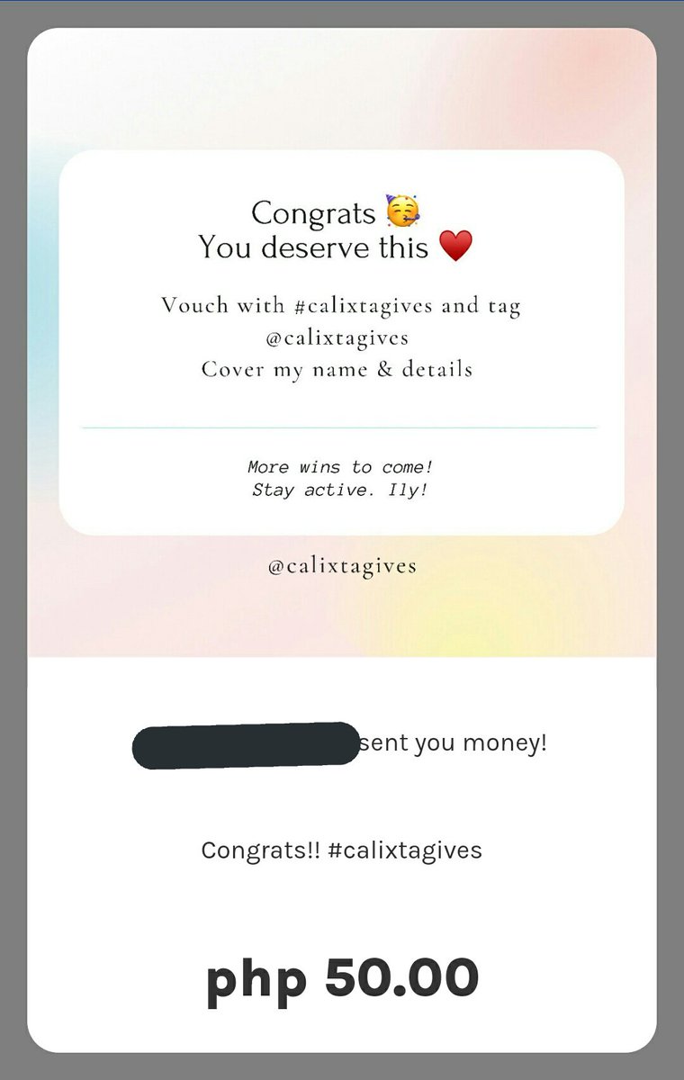 erfsadf5ws's tweet photo. first win from @calixtagives!! thank you so much po πβ¨ #calixtagives #calixfam more wins to come ππ https://t.co/tf0kOc2NXx